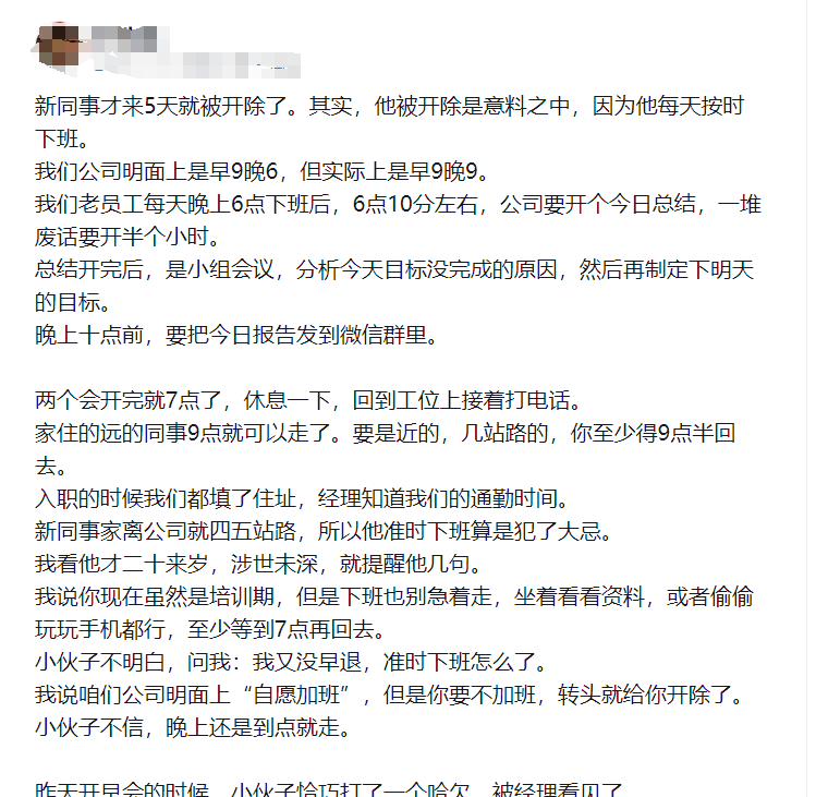 新同事才来5天就被开除了。因为他每天按时下班…-网络热门论坛-摸鱼中心-巨量笔记